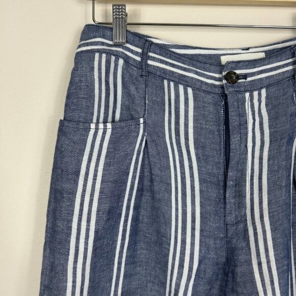 Anthropologie Beachy Striped Wide Leg Linen Blend Size 8 - Picture 5 of 7